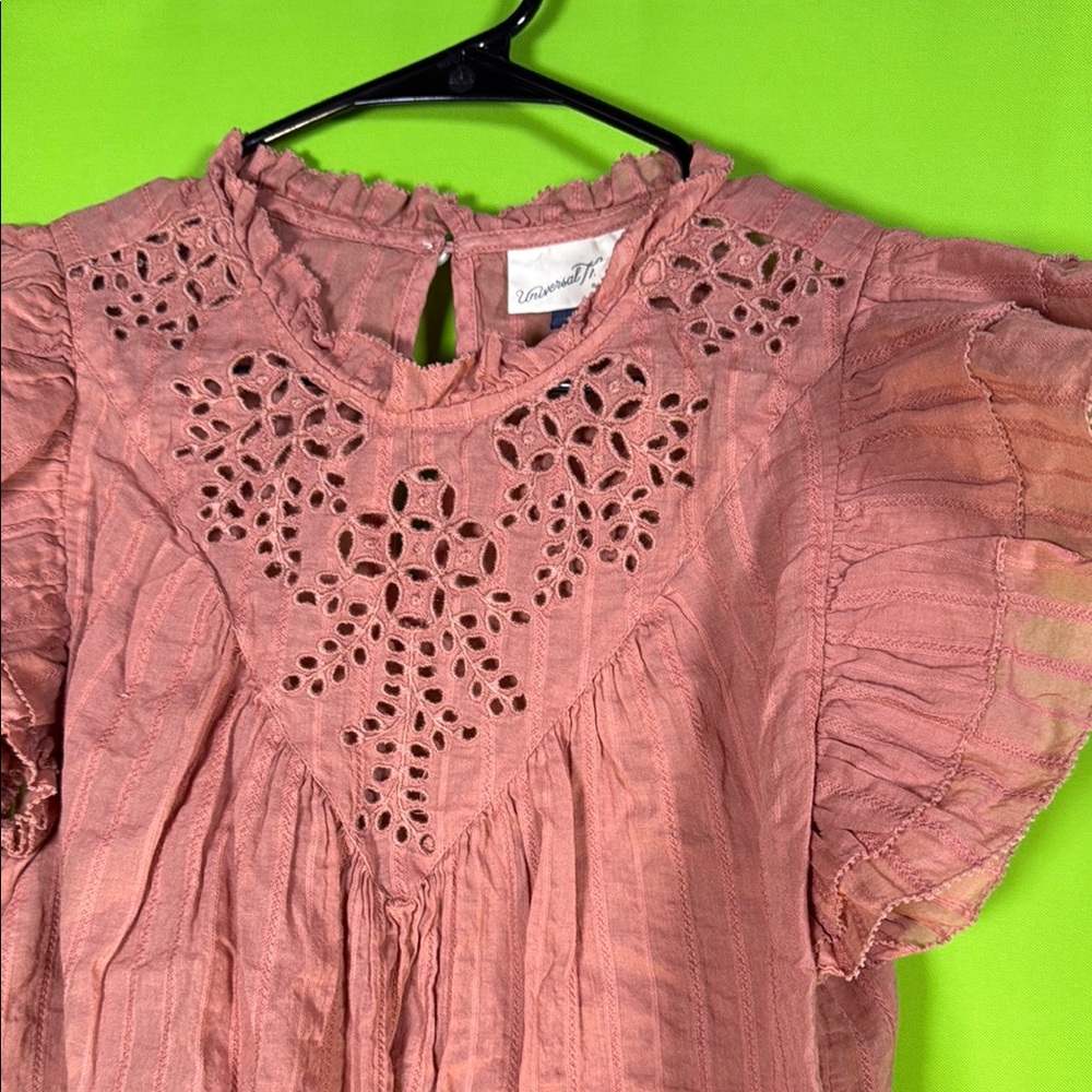 Universal Thread Orange Ruffled Short Sleeve Blou… - image 4